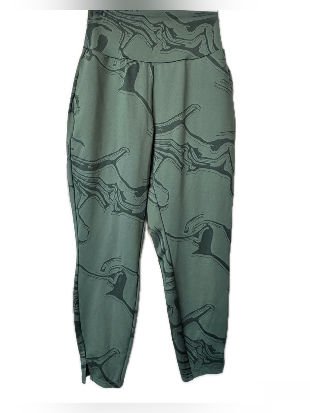 Gymshark Studio Joggers Green Marble Print High Rise Pants M Pockets
